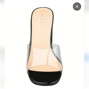 Black Chunky Heeled Mules Sandals